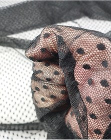 Resim Siyah Renkte Puantiyeli Tül En 140 Cm X Boy 300 Cm -10205 Siyah 