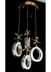 Resim 4'lü Alyans Gold 3 Renk Modlu Kristal Taşlı Ledli Avize Altın 