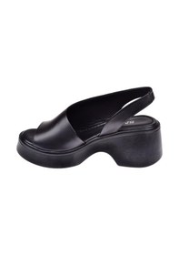 Resim Sms Hakiki Deri 7 Cm Topuklu Kadın Sandalet Sms-1502 Siyah 