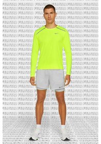Resim Nike Men's Long Sleeve Dry Miler Running Shirt Uzun Kollu Erkek Koşu Üstü Tişörtü Sarı 