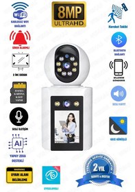 Resim Çift Lensli Monitörlü Full Hd Alarmlı Akıllı Bebek Ve Ev/ofis Güvenlik Kamerası 