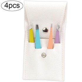 Resim Empressco Paslanmaz Çelik Beyaz Deri Çantalı 4 Parça Profesyonel Cımbız Seti 