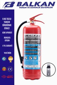 Resim ELİT YANGIN VE GÜVENLİK SİSTEMLERİ Tozlu 6kg Ruhsata Uygun Yangın Söndürme Tüpü Ve Askı Aparatı - Yeni Tip 