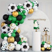 Resim 139 adet Futbol Topu Balon Kemer Kiti, Futbol Partisi Dekorasyonları 25.4cm Siyah Yeşil Beyaz ve 30.48cm Baskılı Balonlar, Alüminyum Film ve Lateks, Elektrik Gerektirmez, Doğum Günü, Mezuniyet, Balodaki Yaz Etkinlikleri için 