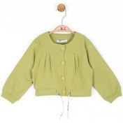 Resim Kız Bebek Pamuklu Belden Büzgülü Düğmeli Hırka-14086 Yeşil 