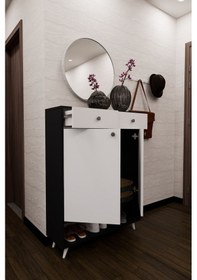 Resim Finark Geniş Çok Amaçlı Ayakkabı Dolabı Dresuar Antrasit Antrasit - Beyaz 