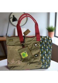 Resim Vintage Salaş Çok Renkli Orta Boy Günlük Seyahat Gezi Omuz Çantası 36cmx34cm Kırmızı 