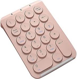 Resim Sessleger Kablosuz Sayısal Tuş Takımı Bluetooth Yuvarlak Tuşlar Sayısal Tuş Takımı 22 Tuşlu Sayısal Klavye Şarj Edilebilir (Pembe) 