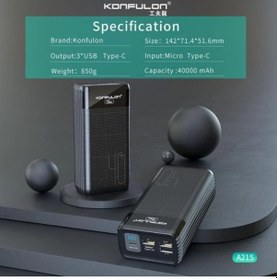 Resim Konfulon 40.000 Mah Powerbank 40000 Mah A21s Led Göstergeli Taşınabilir Şarj Aleti Pd Type C Şarj Siyah 