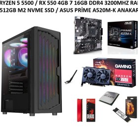 Resim RAMTECH BİLGİSAYAR WAVE X10 Ryzen 5 5500 Rx 550 4Gb 16Gb Ram 512Gb M2 Masaüstü Oyuncu Bilgisayarı 