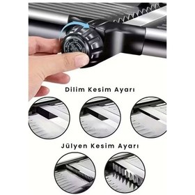 Resim 5 Ayarlı Sebze Dilimleyici Paslanmaz Sebze Kesici Ayarlanabilir Patates Soğan Rendesi Mandolin Rende Gri-siyah 