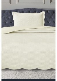 Resim Silvia Tek Kişilik Lüks Kadife Yatak Örtüsü Krem Krem 