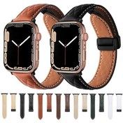Resim iOS Uyumlu Watch Se İçin 40mm Katlanır Tokalı Rhombus Deri İzle Bandı 