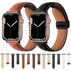 Resim iOS Uyumlu Watch Se İçin 40mm Katlanır Tokalı Rhombus Deri İzle Bandı 