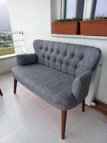 Resim Azra Mobilya Ikili Balkon Takimi - Kanepe - Keten Kumaş - Bekleme Koltugu - Açık Gri Açık Gri 