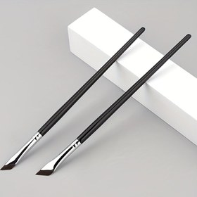 Resim Ultra İnce Açılı Makyaj Fırça Seti Eyeliner, Göz Farı & Kaş Şekillendirme için - Naylon Kıllar, Parfümsüz, Tüm Cilt Tipleri için Uygun 