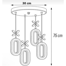Resim 4'li Krom Kaplama Sarkıt Led Salon Avize 3 Renk Ledli Krom 