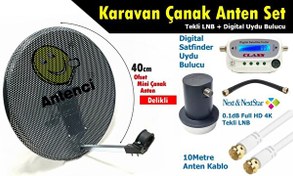 Resim Antenci 40 CM Delikli Karavan Çanak Anten Seti + Dijital Uydu Bulucu Antenci