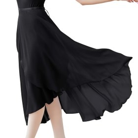 Resim Kadınlar için Dans Eteği, Uzun Şifon Bale Eteği, Yetişkin Sosyal Dans Elbisesi, Bale Kostümü, Bele Bağlamalı Sarma Elbise. 