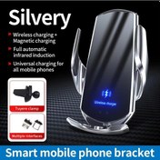 Resim Gaojunshop01 360 Derece Dönebilir Gümüş Kablosuz Araç Şarj Istasyonu İphone Uyumlu Samsung Xiaomi 