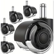 Resim Dashanshop 5'li Sessiz Ofis Sandalye Tekerleği 2 İnç Siyah Halı Ve Parke Uyumlu 