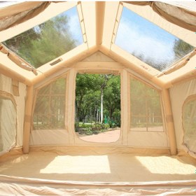 Resim SHUFA Galaksi Serisi | 8 m² Şişme Bej Renk Kamp Çadırı - 4 Mevsim - Geniş & Şeffaf Tavanlı – 315 x 250 x 220 CM 