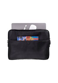 Resim Bloomsleeve Leeds 16" Obsidian Black Hakiki Deri Laptop & Tablet Kılıfı Siyah 