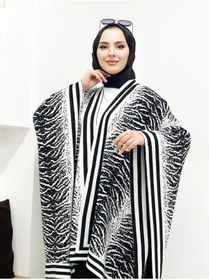 Resim 02Lady Fashion kadın çift taraflı kulanılabilen zebra desenli şal panço 