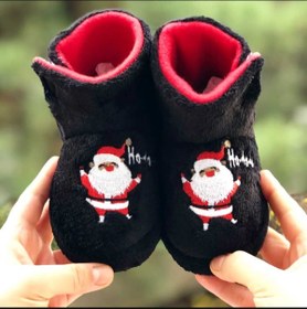 Resim Pandalina Çocuk Cirt Cirtli Panduf Noel Baba Figürlü Yılbaşı Yeni Yıl Pandufu Ana Okulu Kreş Ev Ayakkabısı 