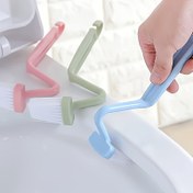 Resim V Şeklinde Pembe Ergonomik Tuvalet Fırçası - Duvara monte edilebilir, Manuel, Banyo Köşelerinin Verimli Temizliği için Ovma Tasarımı, Yumuşak Kıllara Sahip Dayanıklı Plastik, Tuvalet Fırça ve Tutucu Seti 