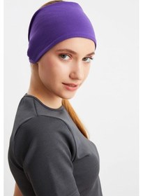 Resim Kadın Çift Taraflı Kullanım Alternatifli Pamuklu Penye Kaymaz Hafif Spor Saç Bandı Bandana - Tek Ebat / Mor Mor 