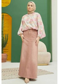 Resim 2254-denim Klasik Etek Somon Somon 