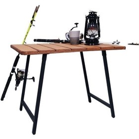 Resim Alin Metal Katlanır Ahşap Kamp Ve Piknik Masası Gri Ve Kahve Gri Ve Kahve Gri - Kahverengi 