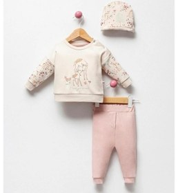 Resim By Bubbles Sevimli Ceylan Baskı Kız Bebek 2'li Takım Pudra Pembe 