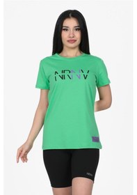 Resim Nrnv Baskılı Bisiklet Yaka Normal Kalıp Tshirt Yeşil-yeşil Yeşil 