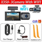 Resim Arabalar İçin 3channel Araba Dvr'ı 1080p Dash Kamera Wıfı Ön & Kablosuz Araç None X350-with Wıfı 3cam 