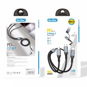 Resim Go Des GD-UC806 3in2 Lightning - Type-C - Type-C Hızlı Şarj Kablosu 100W 1M - Gri 