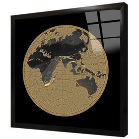 Resim Soyut Detaylı Dünya Küre Çerçeveli Cam Tablo-173145 