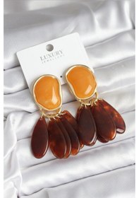 Resim Pirinç Gold Renk Vintage Model Kadın Küpe Çok Renkli 