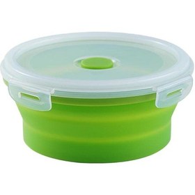 Resim Yuvarlak Gıda Kabı Depolama Katlanabilir Kamp Kase Mikrodalga Buzdolabı Orta 500ml Yeşil Çok Renkli 