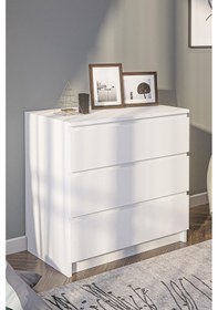 Resim Derinkuyu 3 Çekmeceli Şifonyer Yatak Odası Bebek Odası Beyaz Beyaz 