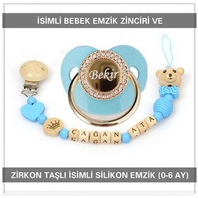 Resim Sahi Aksesuar İsimli Bebek Emzik Zinciri ve İsimli Bebek Silikon Emzik BEZYI271 Pembe 