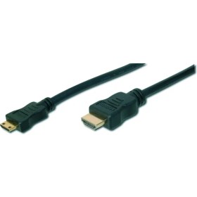 Resim HDMI Highspeed Bağlantı Kablosu (HDMI 1.3), 1080p, HDMI Tip C (mini) Erkek - HDMI Tip A Erkek, 2 metre, CU, AWG30, 2 x zırhlı, UL, altın kaplama, siyah renk 