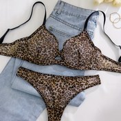 Resim 1 Takım Kadın Leopar Desenli Çelik Yüzük Rahat İç Çamaşırı Seti 