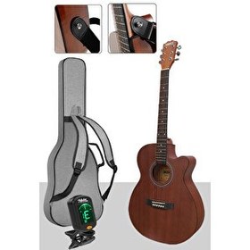 Resim Midex PHX-187 Masif Ağaç Akustik Gitar 4/4 Yetişkin Boy (Gigbag Çanta Tuner Askı Capo) 
