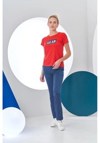Resim Pjs Kadın Glad Baskılı Kısa Kollu Spor Pijama Takım Kırmızı 