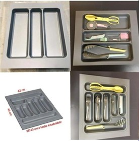 Resim 42/49 Cm 2'li Takım Cekmece Içi Kasıklık Ve Kepçelik Grı 38/40 Cm Kadar Kesılebılır 
