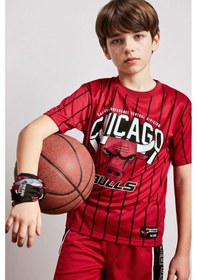 Resim Defacto Nba Chıcago Bulls New Regular Fıt Bisiklet Yaka Kısa Kollu Tişört Erkek Çocuk H2879a826hsrd70 Kırmızı-rd70 