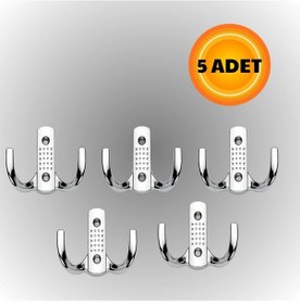 Resim Noktalı Metal Askı Şık Portmanto Askılık Dolap Mobilya Askısı Vidalar Dahil 5 Adet Krom 