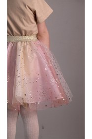 Resim Yasemin's Little Sparkles Pembe Tütü Etek - Kız Çocuk Yıldız Desenli, Parti & Günlük Model 